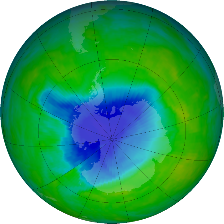 Antarctic ozone map for 30 November 1992